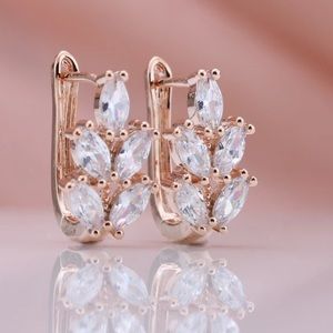Gold Plated CZ Leaves hug Earrings